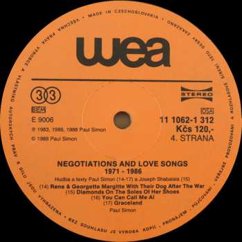 2LP Paul Simon: Negotiations And Love Songs (1971-1986)