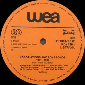2LP Paul Simon: Negotiations And Love Songs (1971-1986)