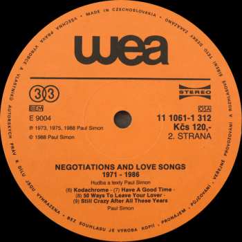 2LP Paul Simon: Negotiations And Love Songs (1971-1986)