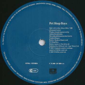 LP Pet Shop Boys: It's A Sin