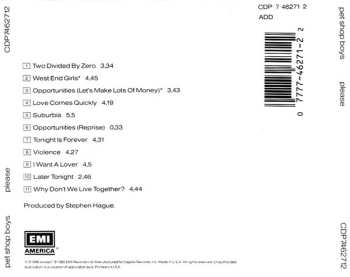 CD Pet Shop Boys: Please