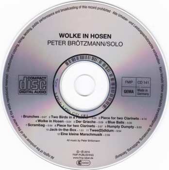 CD Peter Brötzmann: Solo - Wolke In Hosen