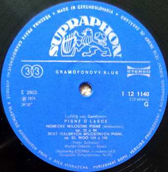 LP Peter Schreier: Zpívá Beethovenovy Milostné Písně