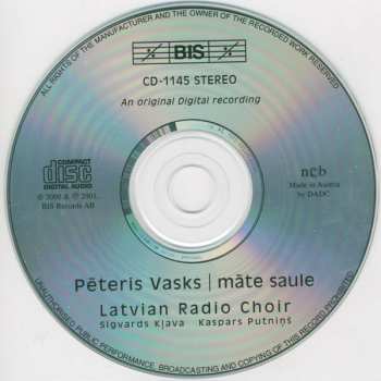 CD Pēteris Vasks: Māte Saule
