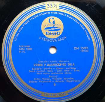 3LP Stanislav Kostka Neumann: Výběry Z Básnických Děl