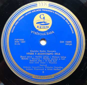 3LP Stanislav Kostka Neumann: Výběry Z Básnických Děl