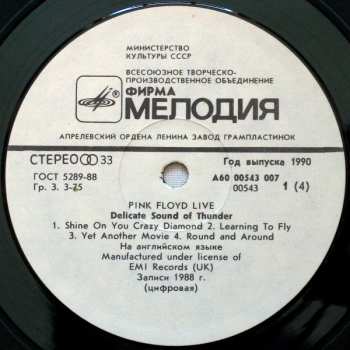 2LP Pink Floyd: Delicate Sound Of Thunder