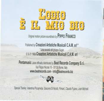 CD Pippo Franco: L'Odio É Il Mio Dio  (Original Motion Picture Soundtrack By)