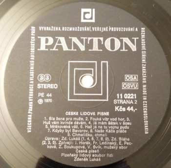 LP Plzeňský Lidový Soubor: České Lidové Písně = Czech Folk Songs