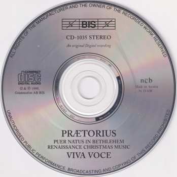 CD Michael Praetorius: Puer Natus In Bethlehem - Renaissance Christmas Music