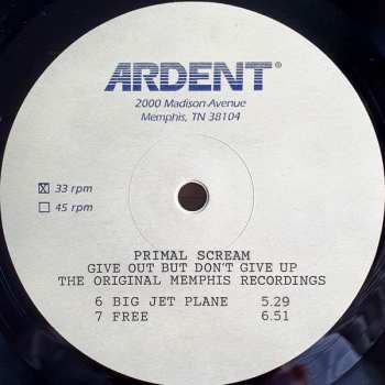 2LP Primal Scream: Give Out But Don't Give Up (The Original Memphis Recordings)