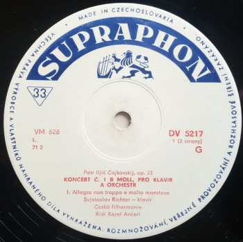 LP The Czech Philharmonic Orchestra: Koncert  Č. 1, B Moll Pro Klavír A Orchestr, Op. 23