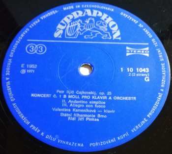 LP Pyotr Ilyich Tchaikovsky: Koncert B Moll Pro Klavír A Orchestr Č. 1 B Moll Op. 23