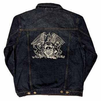 Marchandises Queen: Queen Unisex Denim Jacket: White Crest (back Print) (small) S