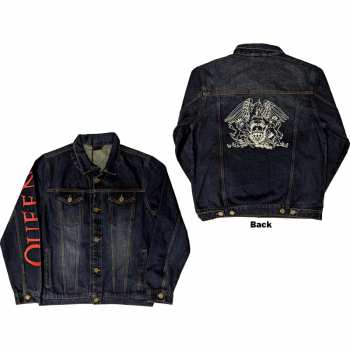Marchandises Queen: Queen Unisex Denim Jacket: White Crest (back Print) (small) S