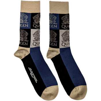 Marchandises Queen: Queen Unisex Ankle Socks: Crest Blocks (navy Blue) (uk Size 4 - 7) 36 - 42