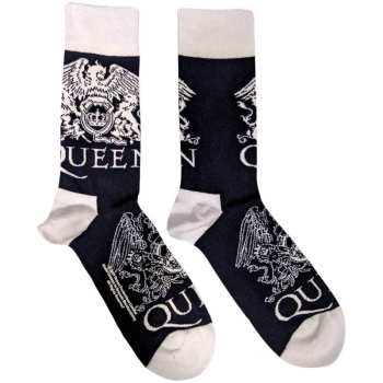 Marchandises Queen: Queen Unisex Ankle Socks: White Crests (navy Blue) (uk Size 4 - 7) 36 - 42