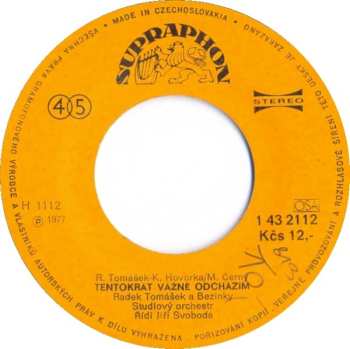 SP Radek Tomášek: Zpíval Jen Rokenrol, Nic Víc (Don't Play Your Rock'n Roll To Me) / Tentokrát Vážně Odcházím