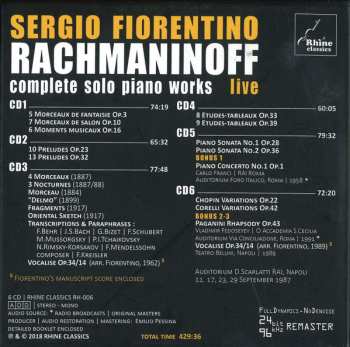 6CD/Coffret Sergei Vasilyevich Rachmaninoff: Complete Solo Piano Works (Live)