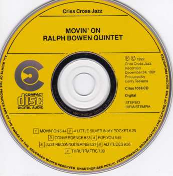 CD Ralph Bowen Quintet: Movin' On