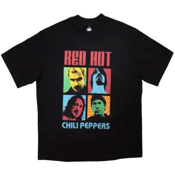 Marchandises Red Hot Chili Peppers: Red Hot Chili Peppers Unisex Oversized Boxy T-shirt: Portrait Photos (black) (small) S