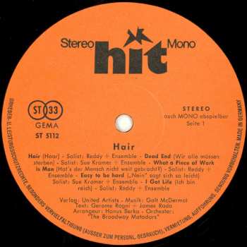 LP The Matadors: Hair