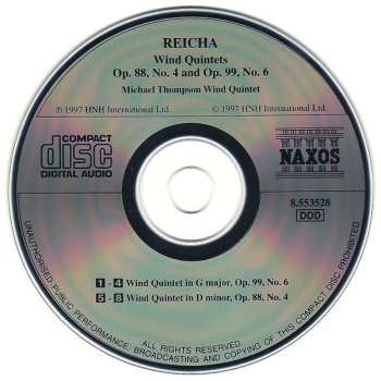 CD Anton Reicha: Wind Quintets, Op. 88, No. 4 And Op. 99, No. 6