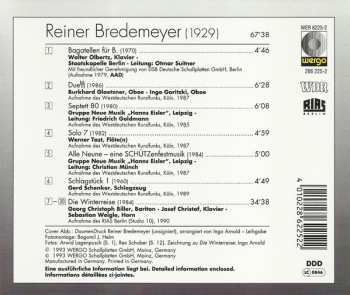 CD Reiner Bredemeyer: Bagatellen Für B. · Duett · Septett 80 · Solo 7 · Alle Neune · Schlagstück 1 · Die Winterreise