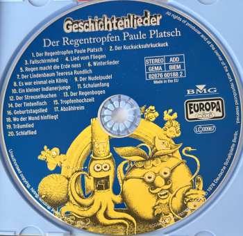 CD Reinhard Lakomy: Geschichtenlieder - Der Regentropfen Paule Platsch