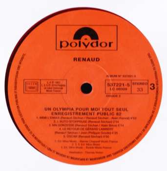 3LP Renaud: Un Olympia Pour Moi Tout Seul  CLR | LTD