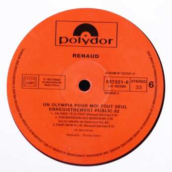 3LP Renaud: Un Olympia Pour Moi Tout Seul  CLR | LTD