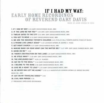 CD Rev. Gary Davis: If I Had My Way: Early Home Recordings