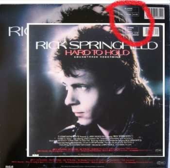 LP Rick Springfield: Hard To Hold - Soundtrack Recording
