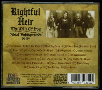 CD Rightful Heir: The Wills Of Iron - Metal Battlegrounds 86-89 LTD