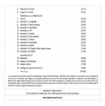 2CD Johannes Brahms: The Organ Of Westminster Cathedral