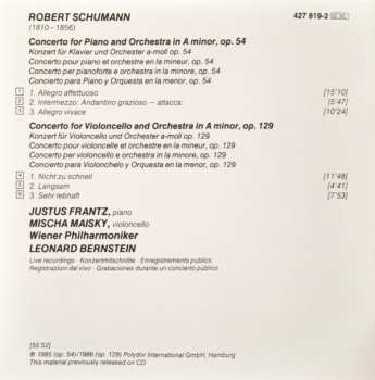 CD Robert Schumann: Klavierkonzert · Cellokonzert = Piano Concerto · Cello Concerto