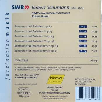 CD Robert Schumann: Romanzen Und Balladen Für Chor