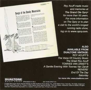 CD Roy Acuff And His Smoky Mountain Boys: Songs Of The Smoky Mountains