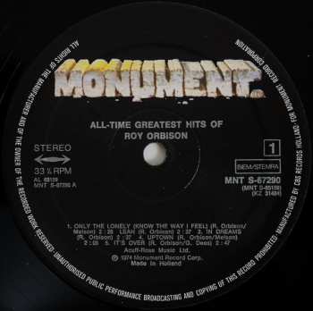 2LP Roy Orbison: The All-Time Greatest Hits Of