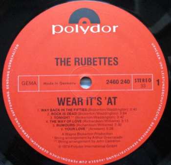 LP The Rubettes: Wear It's 'At