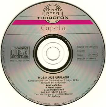 CD Rüdiger Rüfer: Musik Aus Urklang (Tonbandkompositionen von Rüdiger Rüfer)