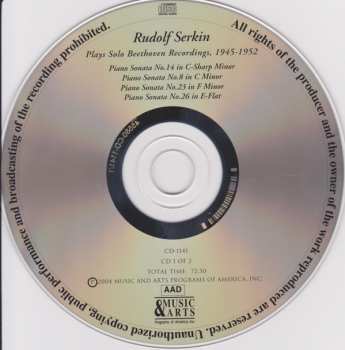 2CD Ludwig van Beethoven: Serkin Plays Beethoven: The 1945-1952 Solo PIano Recordings For Columbia 