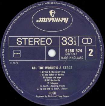 2LP Rush: All The World's A Stage