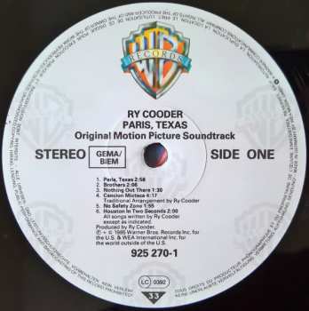LP Ry Cooder: Paris, Texas (Original Motion Picture Soundtrack)