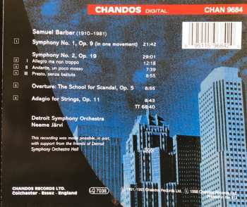 CD Detroit Symphony Orchestra: Symphonie 1 & 2 / Overture: The School For Scandal / Adagio For Strings