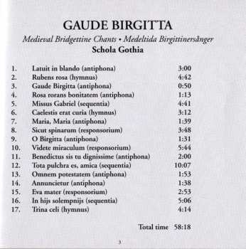 CD Schola Gothia: Gaude Birgitta