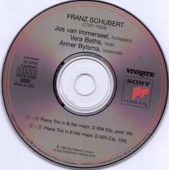 CD Franz Schubert: Piano Trios - No.1 In B-Flat, Op. 99 - No.2 In E-Flat, Op. 100