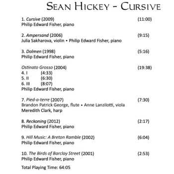 CD Sean Hickey: Cursive: Piano And Chamber Works