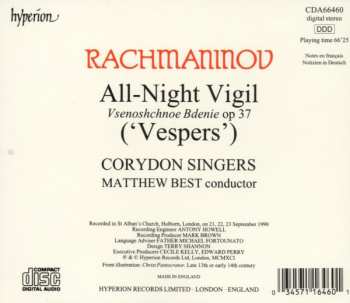 CD Sergei Vasilyevich Rachmaninoff: All-Night Vigil ('Vespers') Op 37
