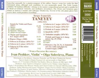 CD Sergey Ivanovich Taneyev: Violin Sonata • Music For Piano